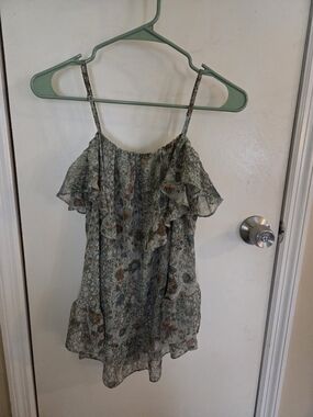 Victoria's Secret Floral Ruffle Camisole - Sage Green Multicolor